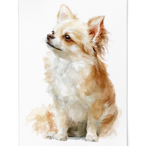 Watercolor Chihuahua Dog Portrait Wall Art Print Poster Unframed - Cute Pet - Picture 2 of 6